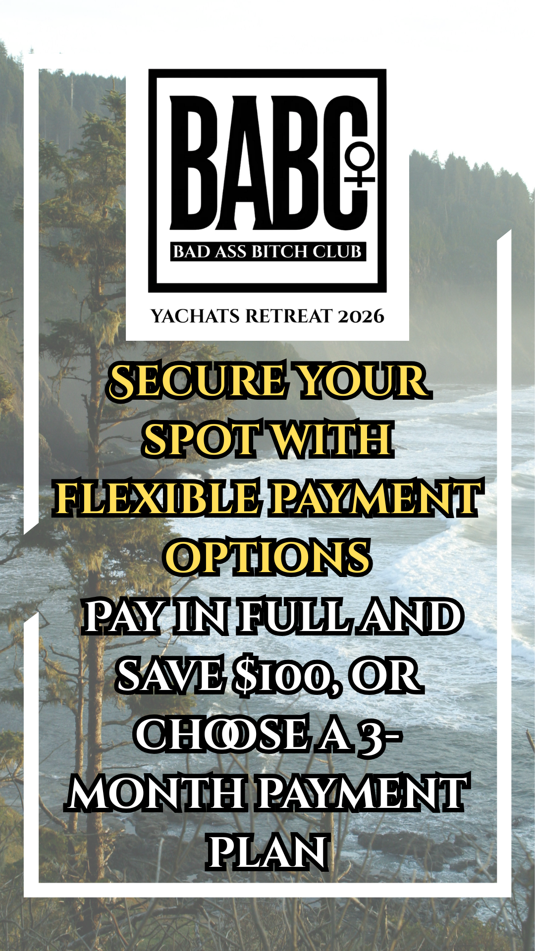 Bad Ass Bitch Club booking graphic promoting event and collaboration inquiries